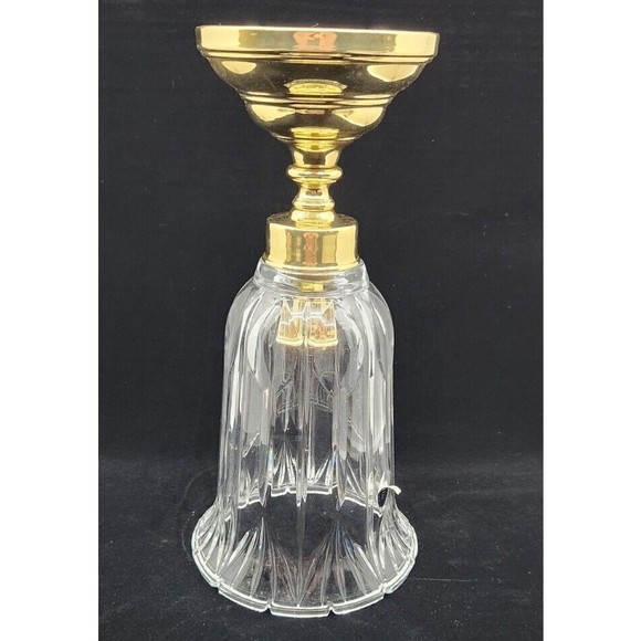 Vtg 24% Lead Crystal Hurricane Candle Holder Lamp Gold Tone Base 12" - Picture 11 of 12